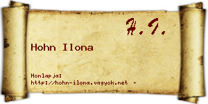 Hohn Ilona névjegykártya